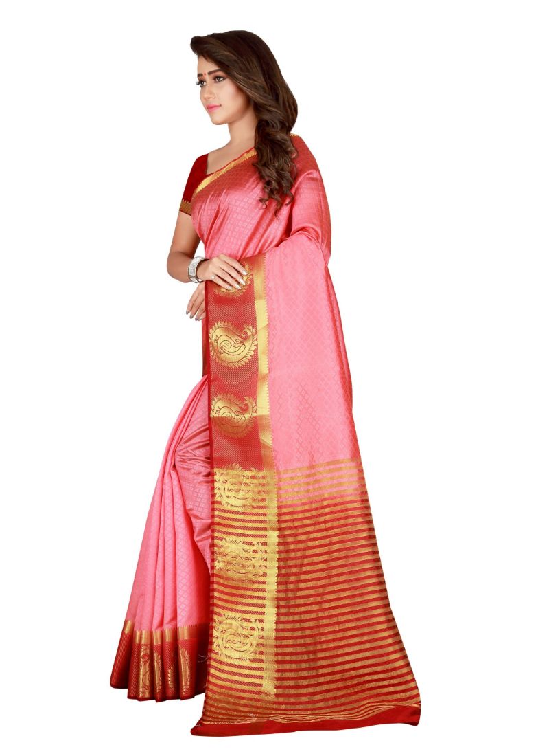 Women's Nylon Silk Saree with Blouse