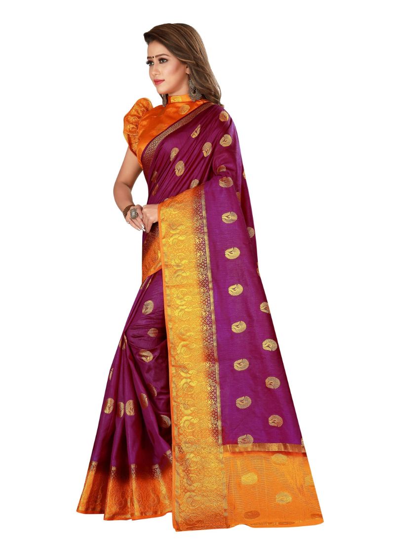 Women's Nylon Silk Saree with Blouse