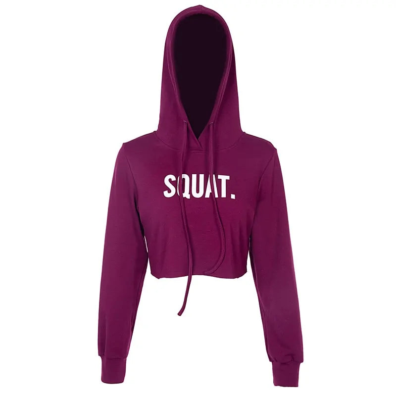 SQUAT Hoodies Women's Autumn Crop Tops