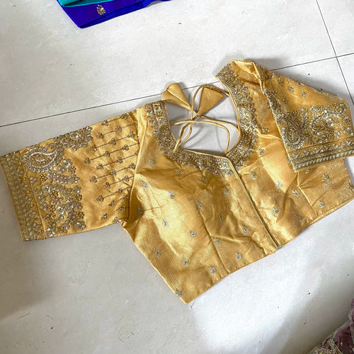 Women Saree Tops Readymade Gold thread Embroidery