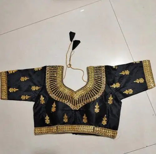 Women Sari Top Gold thread Embroidery