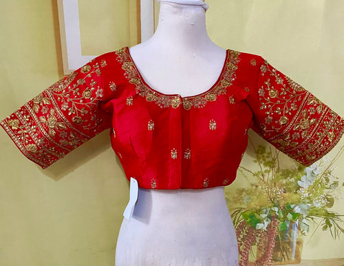 Women Saree Tops Readymade Gold thread Embroidery