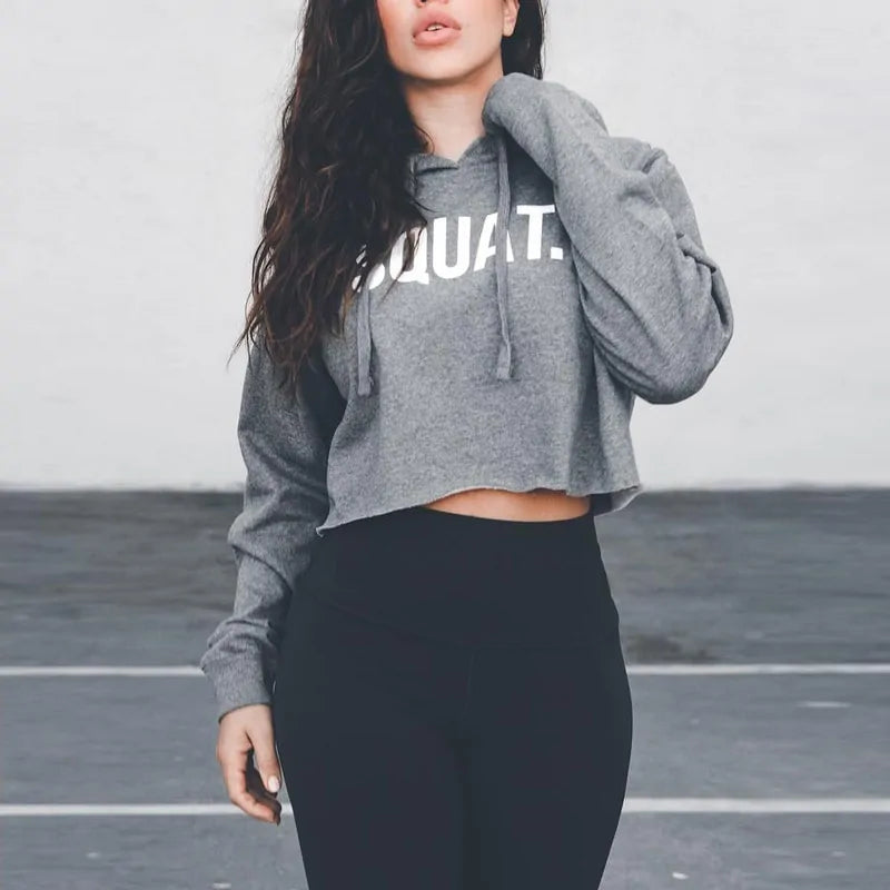 SQUAT Hoodies Women's Autumn Crop Tops