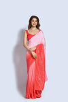 Women Semi-Stitched Georgette Saree Color Peach & Red